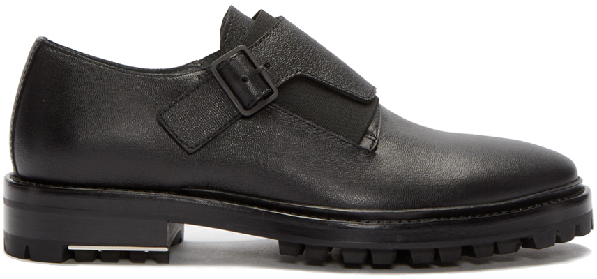 Lanvin Black Leather Monkstrap Loafers SSENSE Canada