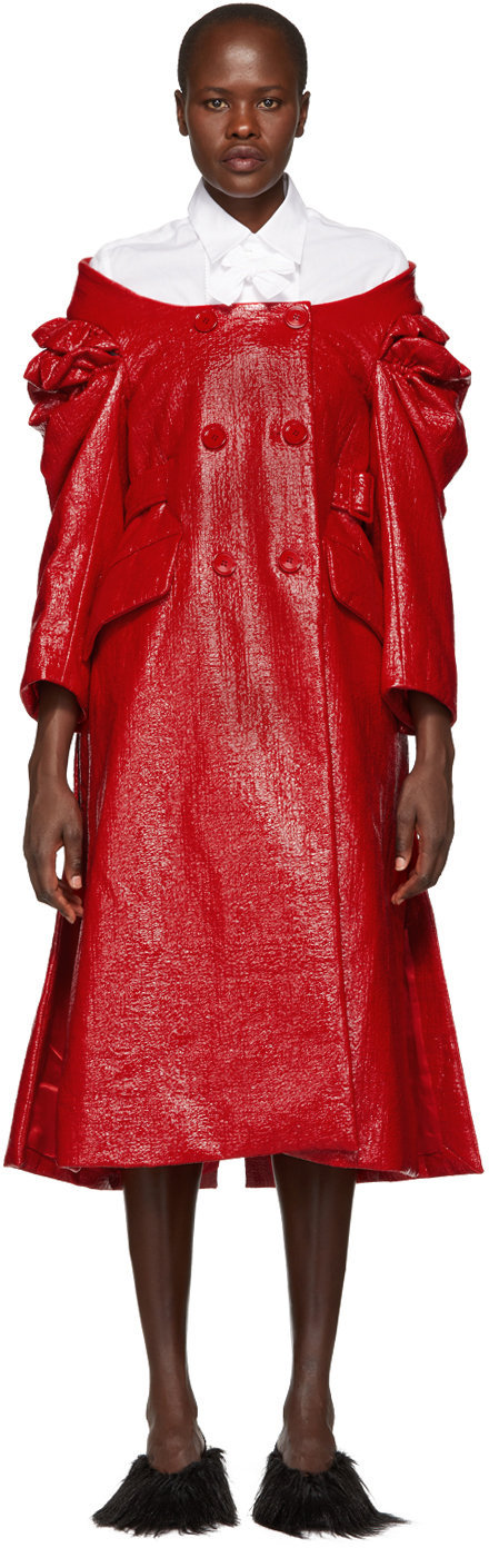 Simone Rocha Red Crinkled Double Breasted Dress SSENSE 대한민국