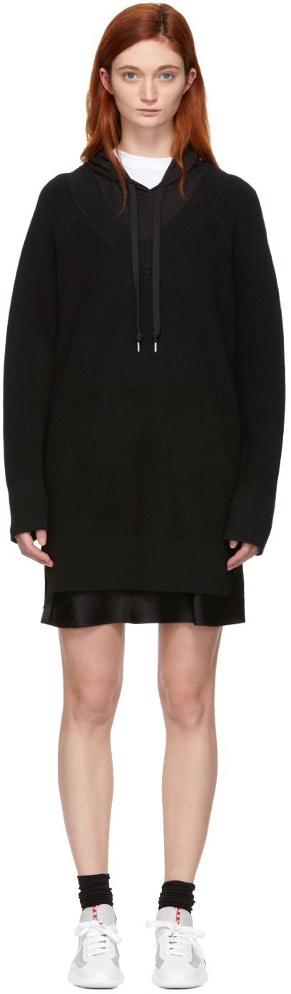 Alexanderwang T Black Bi Layer Hooded Dress SSENSE