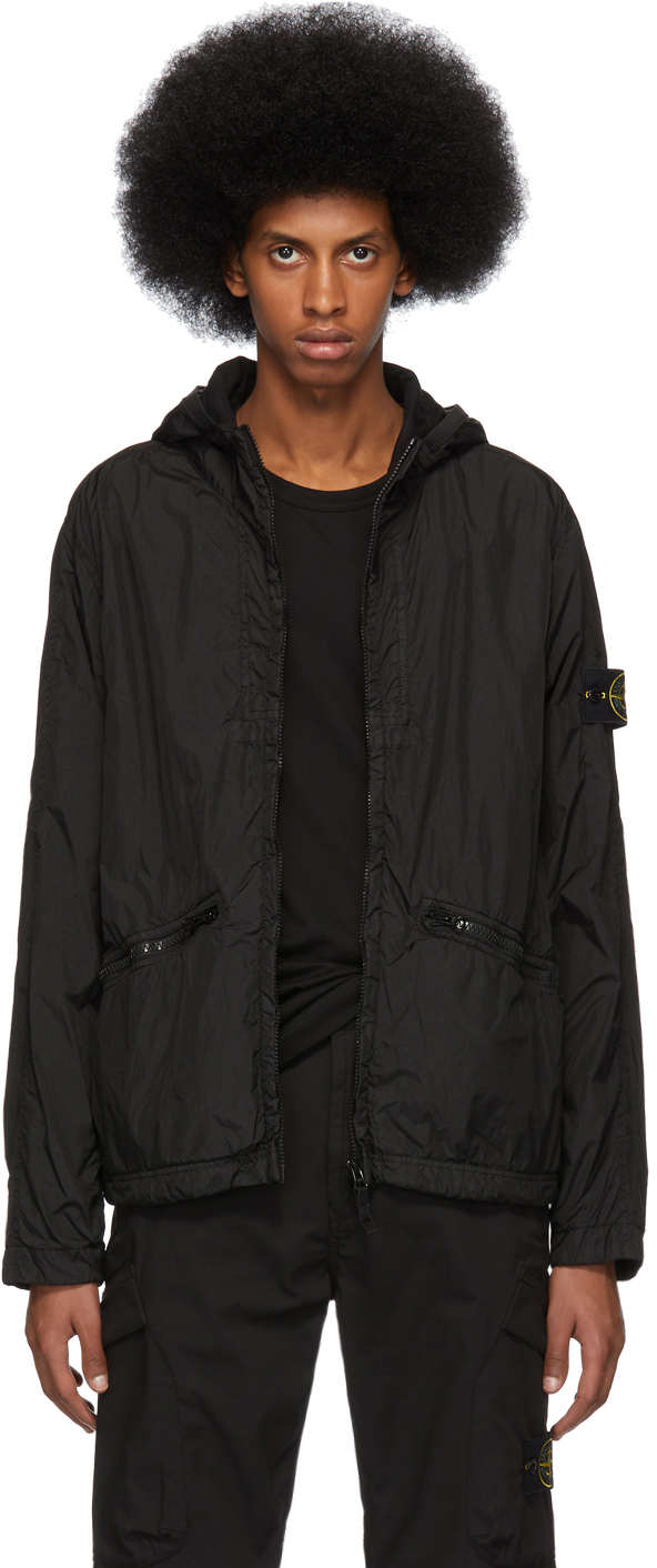 Stone Island Black Crinkle Reps Jacket Ssense