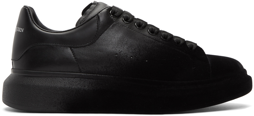 Alexander McQueen Black Velvet Spray Oversized Sneakers SSENSE Canada