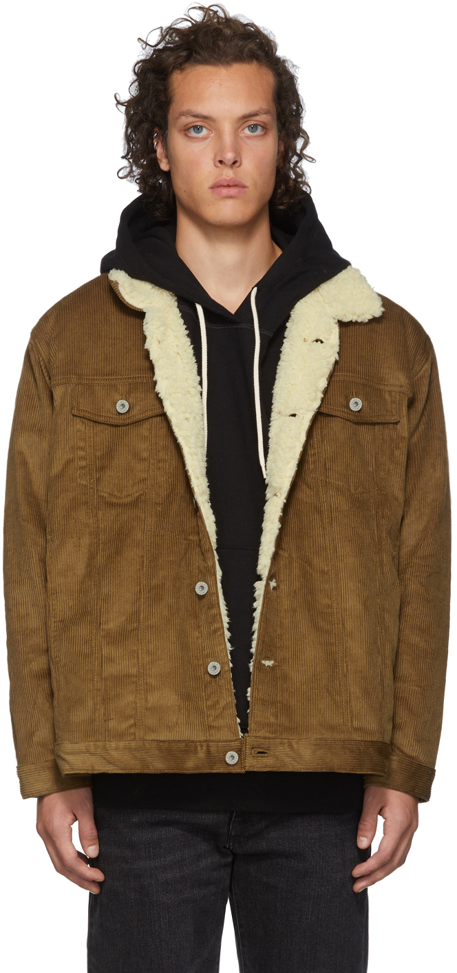 Naked Famous Denim SSENSE Canada Exclusive Brown Oversized Sherpa Jacket SSENSE