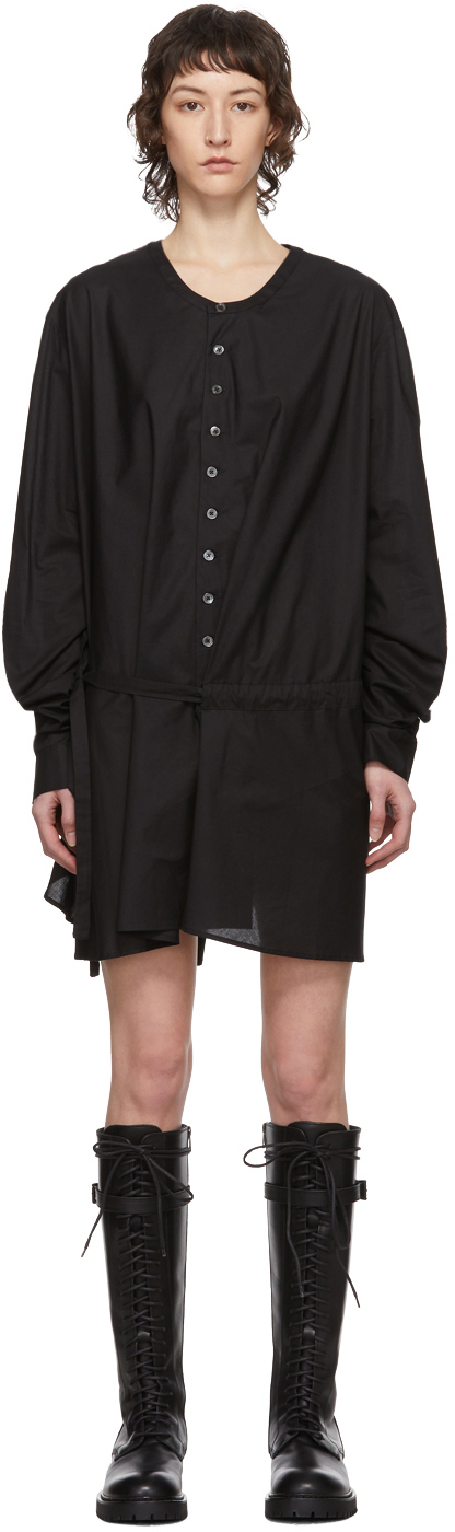 Ann Demeulemeester Robe chemise à ceinture noire exclusive à SSENSE