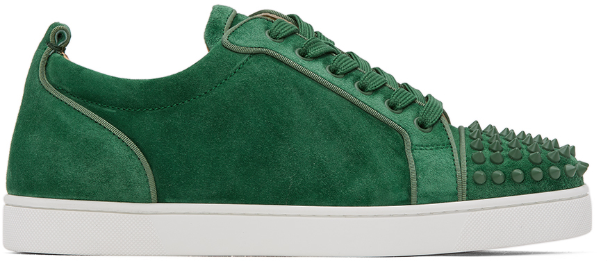 Christian Louboutin Green Suede Louis Junior Spike Orlato Sneakers