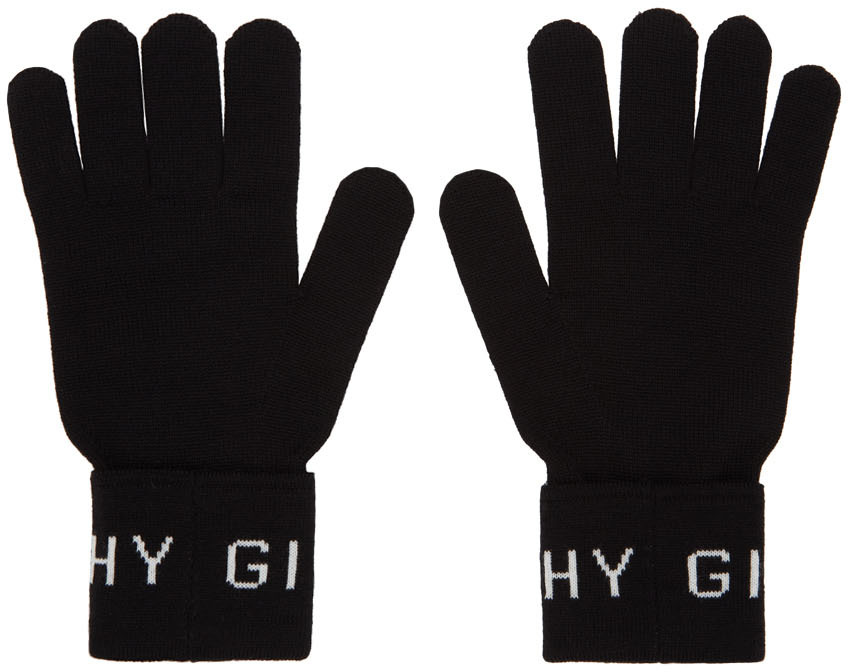 Givenchy Black White Wool Gloves Ssense Canada