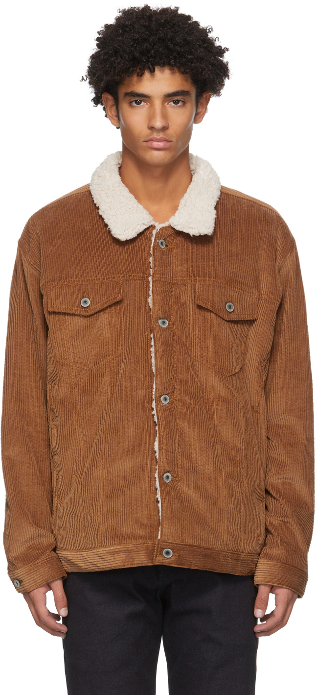 Naked Famous Denim Ssense Exclusive Brown Sherpa Oversized Jacket