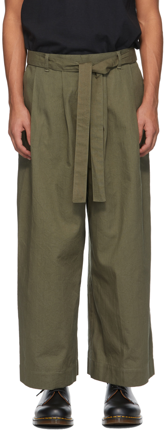 Naked Famous Denim Ssense Exclusive Khaki Wide Leg Trousers Ssense