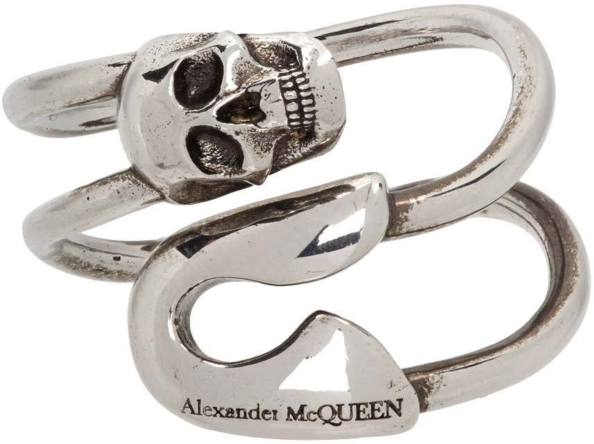 Alexander Mcqueen Silver Safety Pin Ring Ssense