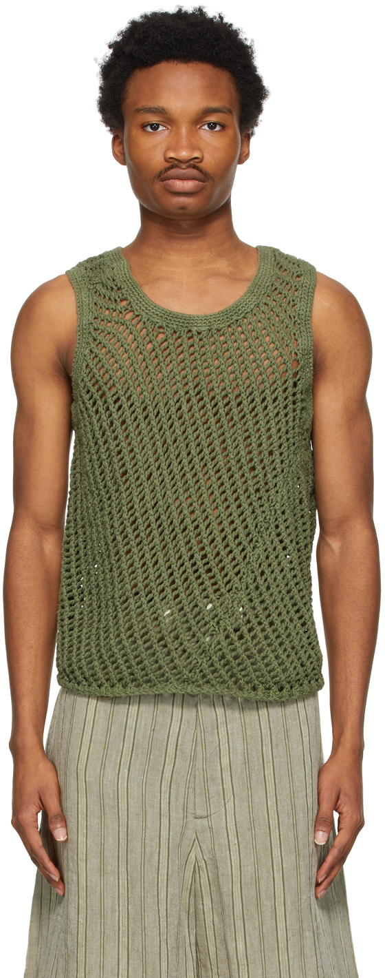 Nicholas Daley Green Knit Garment Dyed Vest SSENSE Canada