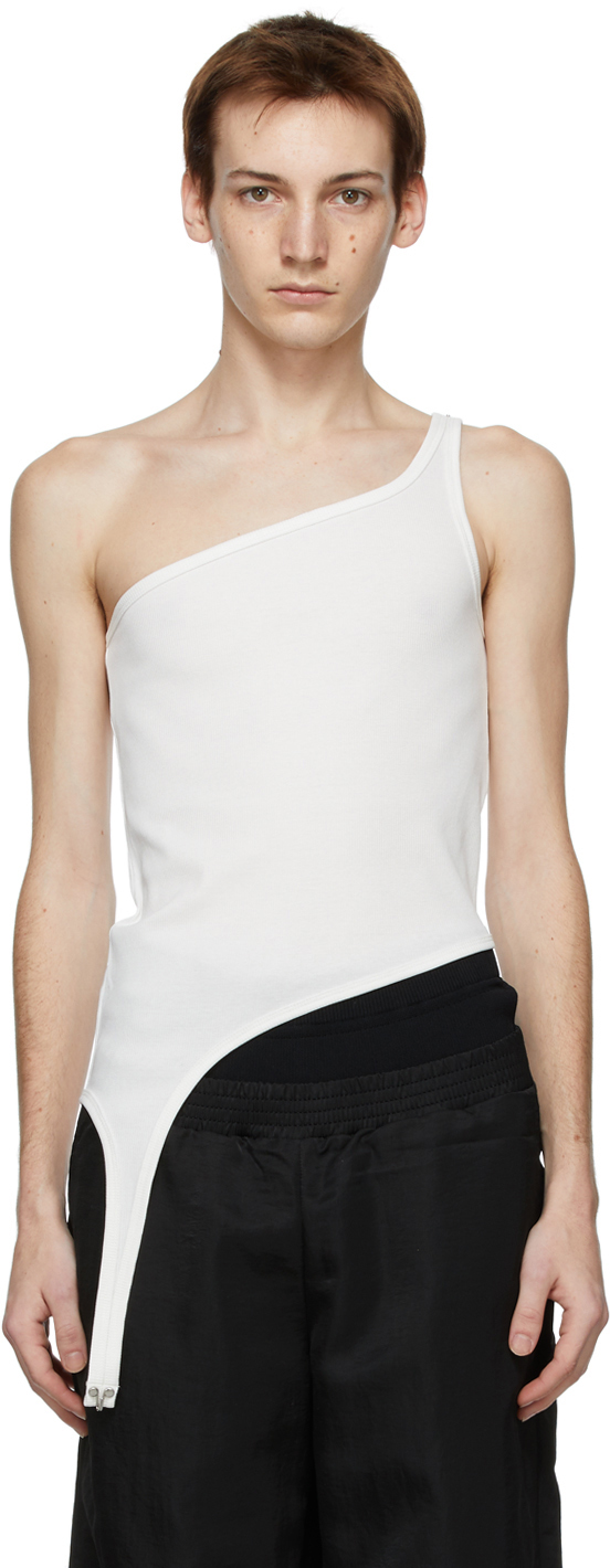 Dion Lee White Shoulder Hook Tank Top Ssense Canada