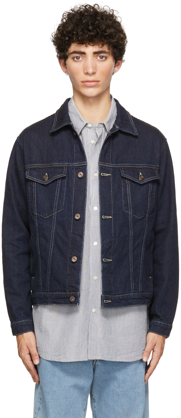 Naked Famous Denim Indigo Denim Brown Fox Selvedge Jacket Ssense Uk