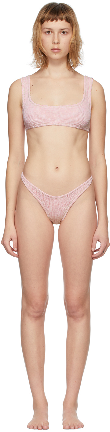 Reina Olga Pink Scrunch Ginny Bikini Ssense