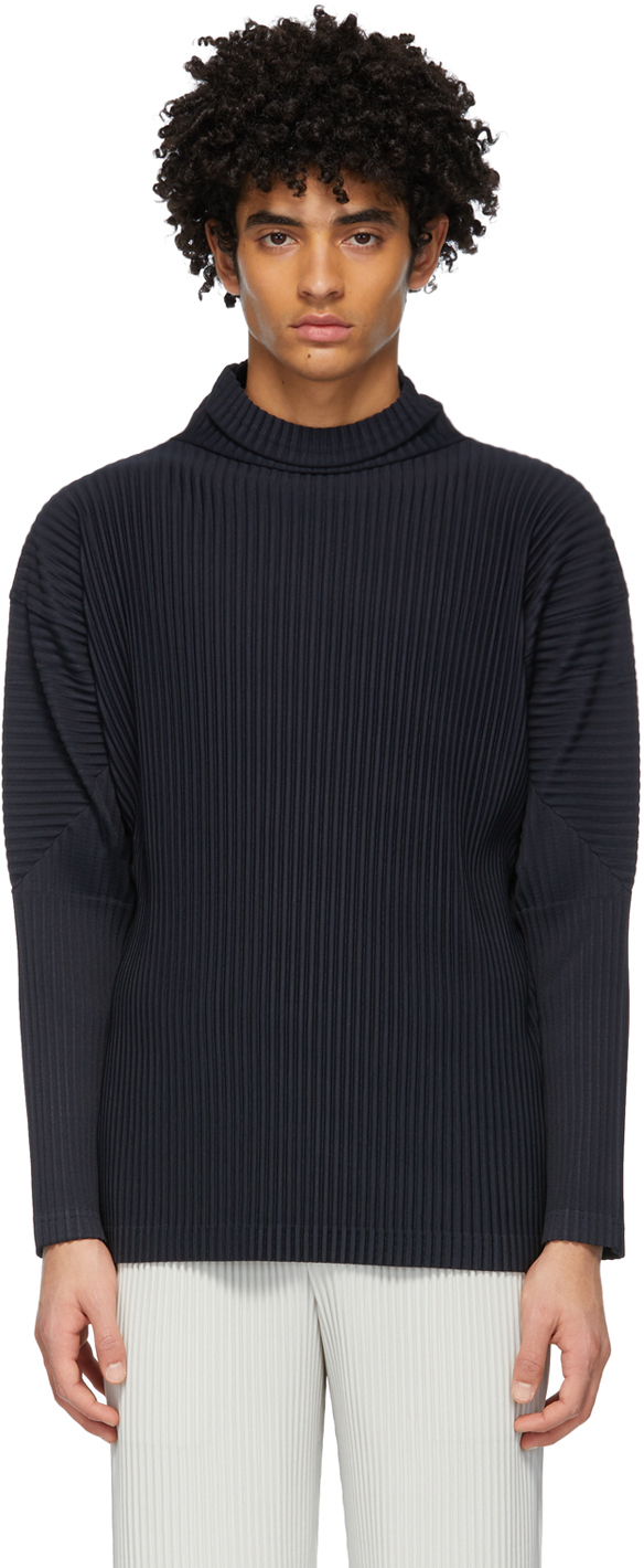 Homme Plissé Issey Miyake Navy Basics Turtleneck SSENSE UK