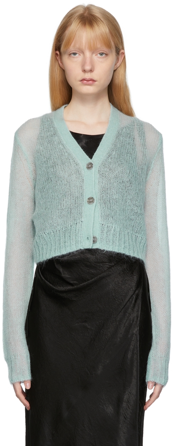 Cardigan Court Bleu En Mohair Acne Studios En Solde