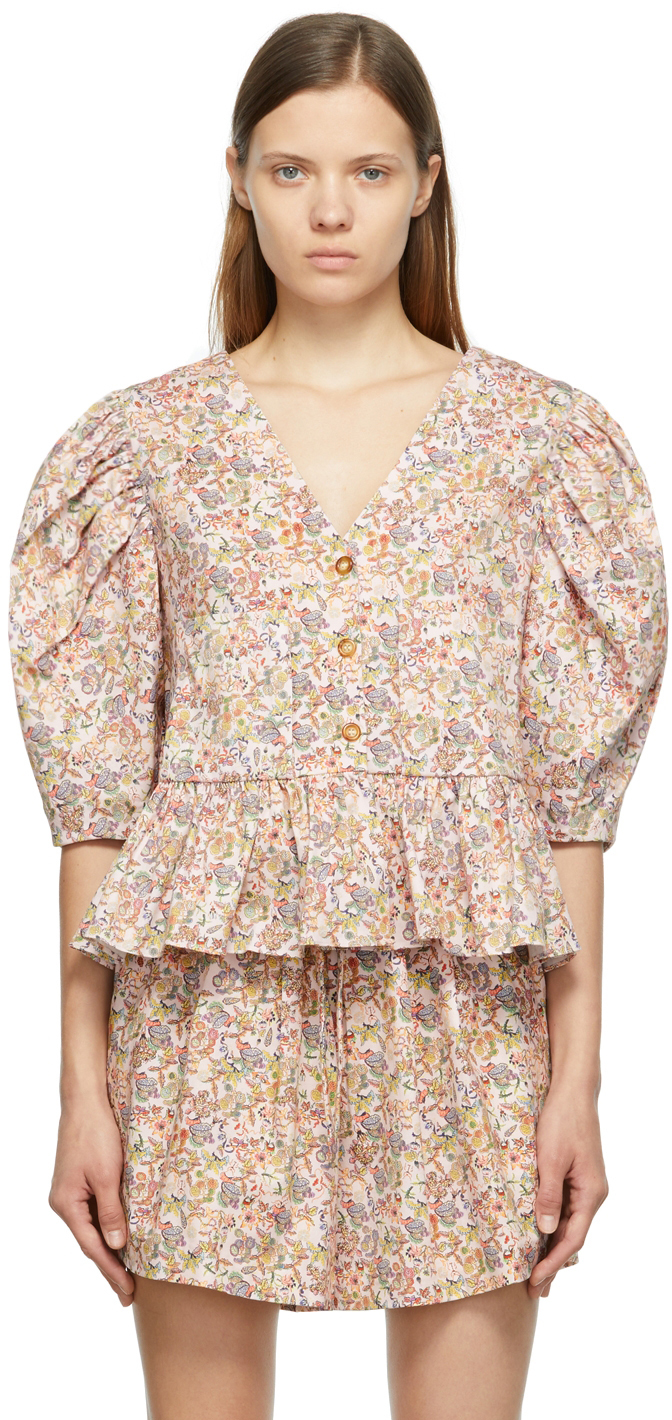 Kika Vargas Pink Floral Bonita Blouse SSENSE UK