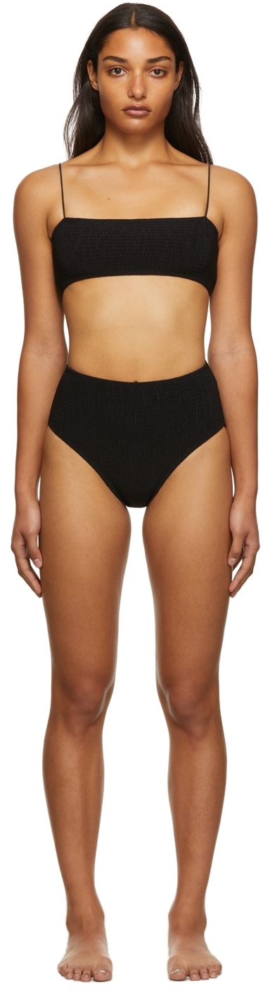 Totême Black Smocked Bikini SSENSE Canada