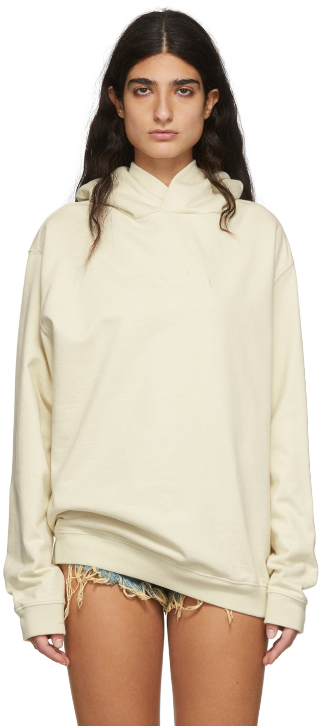 Maison Margiela Pull Capuche Blanc Cass Logo Ssense France