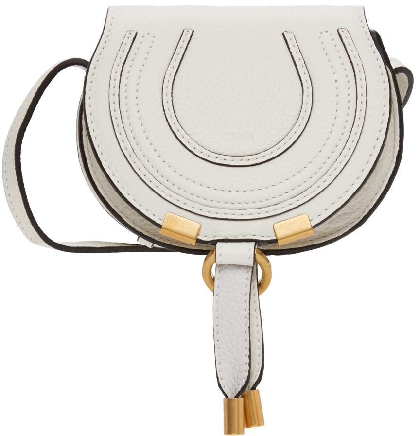 Chloé White Nano Marcie Saddle Shoulder Bag SSENSE