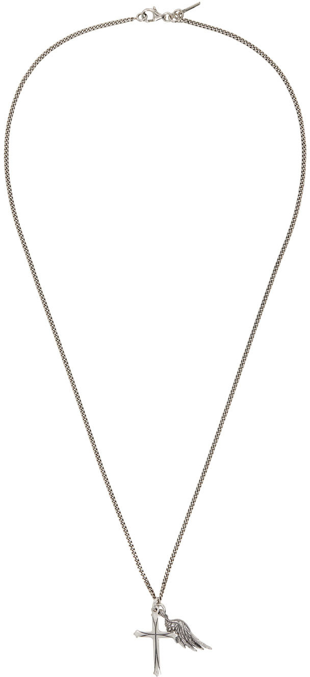 Emanuele Bicocchi Silver Wing Cross Necklace Ssense