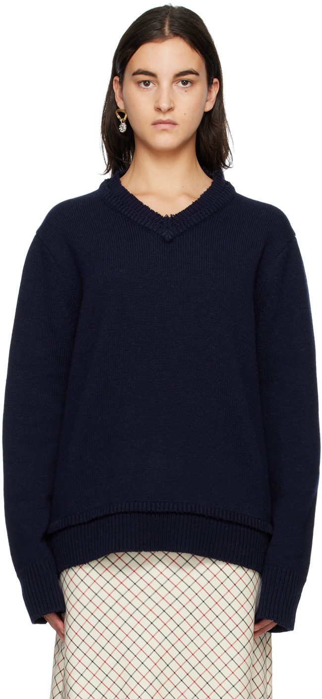 Maison Margiela Navy Patch Sweater Ssense