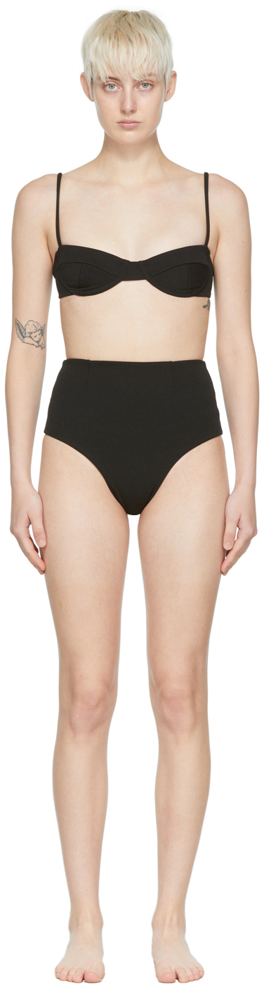 Haight Black Vintage Polyester Hotpants Bikini Set SSENSE Canada