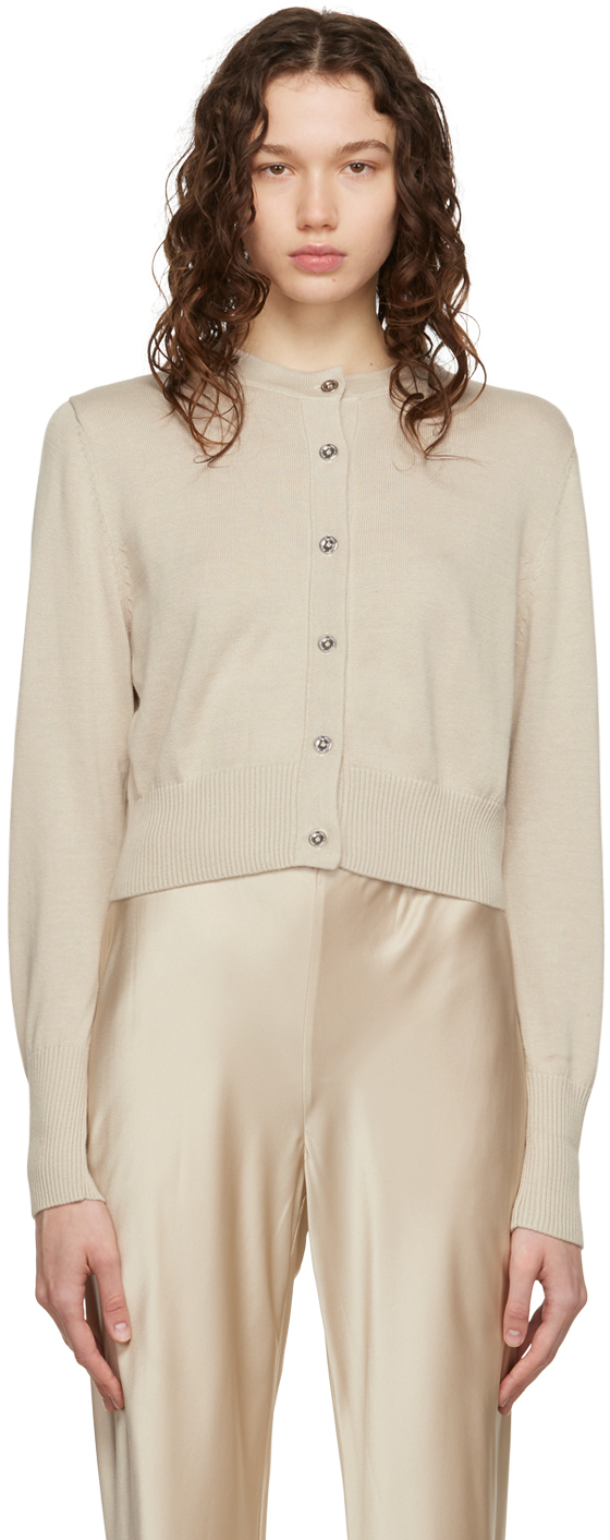 Silk Laundry Beige Cropped Cardigan SSENSE UK