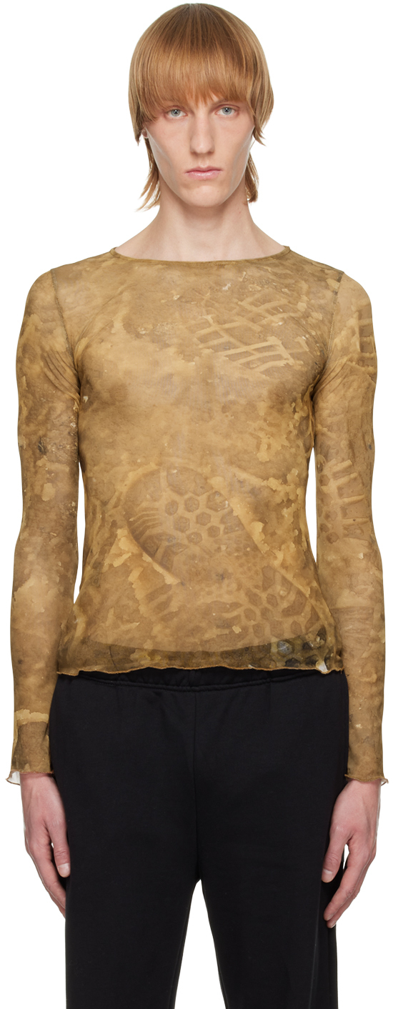 SSENSE Exclusive Brown Graphic Long Sleeve T Shirt By Serapis On Sale