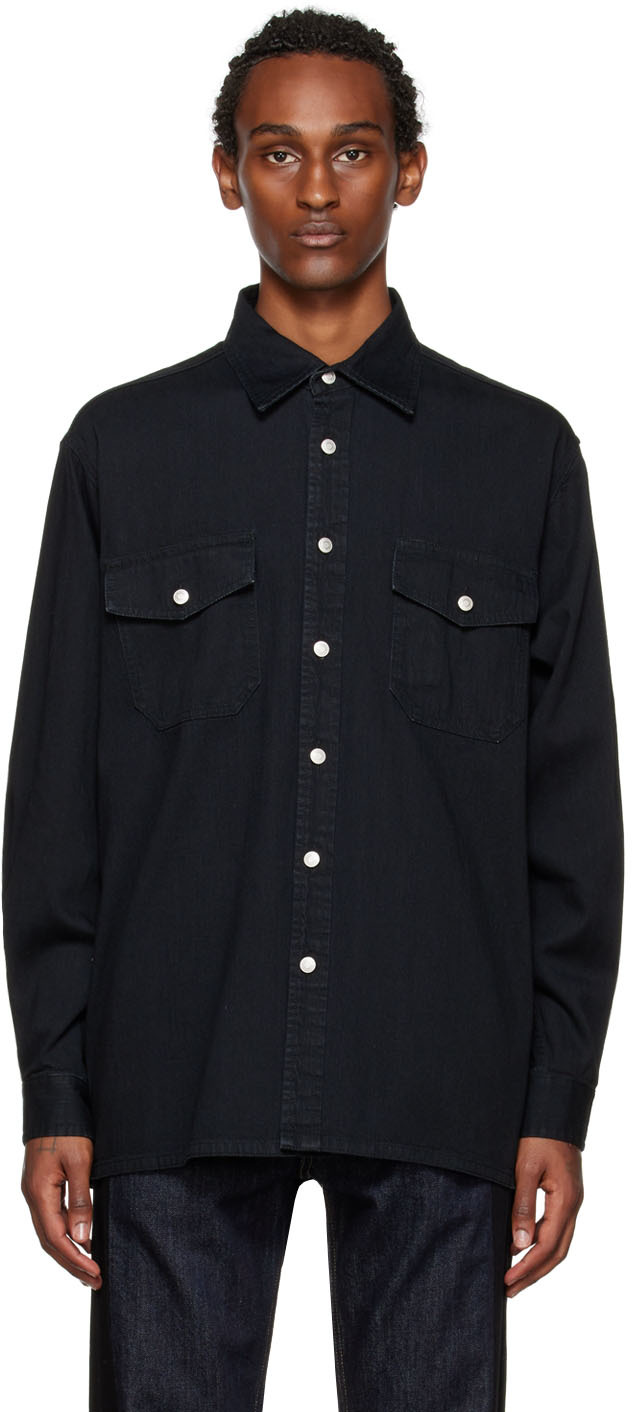 Alexander McQueen Chemise noire en denim à écusson SSENSE France