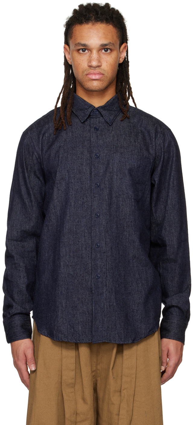 Naked Famous Denim Navy Easy Shirt Ssense Uk