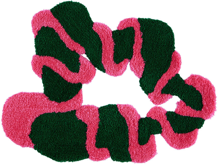 SSENSE UK Exclusive Pink Green Wreath Rug By Rashelle Campbell SSENSE