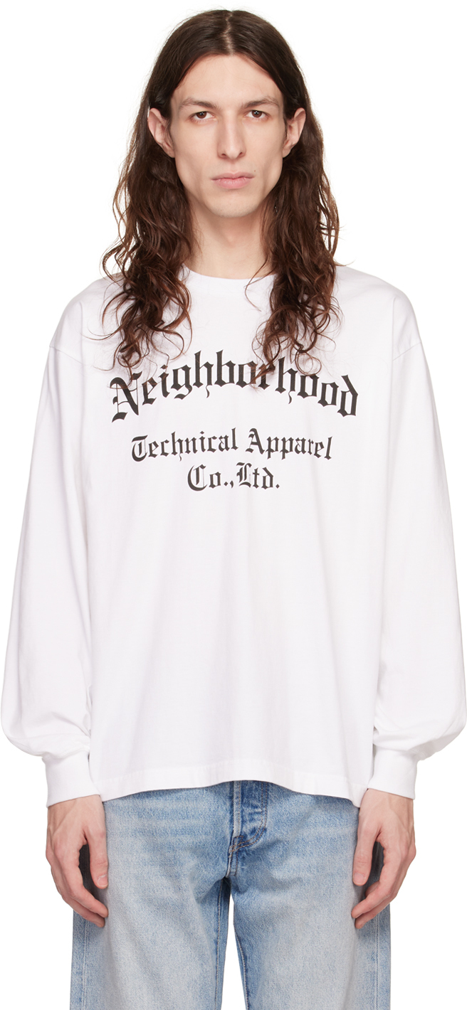 Neighborhood White Printed Long Sleeve T Shirt Ssense