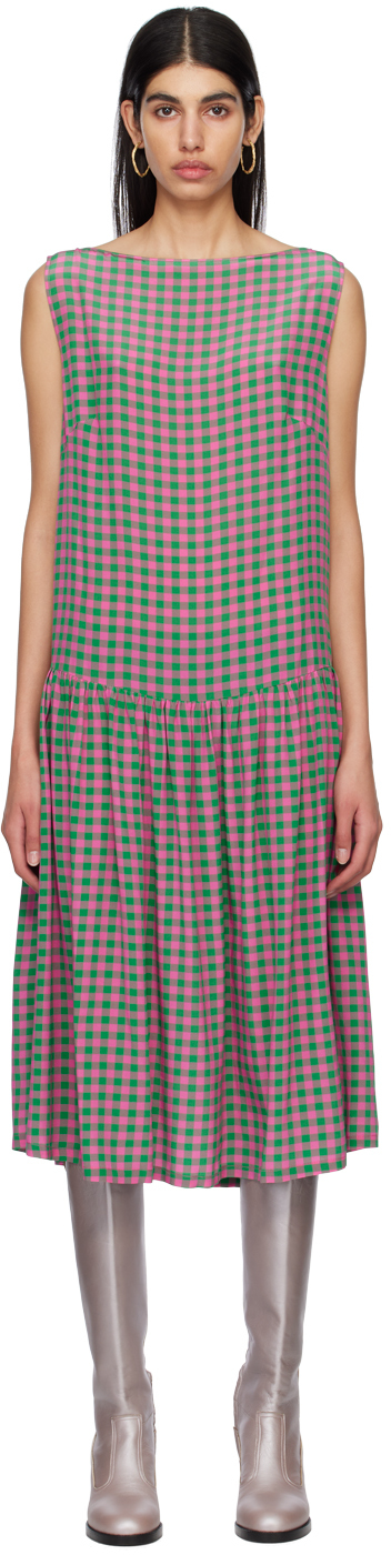 SSENSE Exclusive Pink Green Heather Midi Dress By Caro Editions On Sale