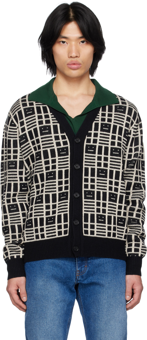 Acne Studios Black Jacquard Cardigan SSENSE Canada