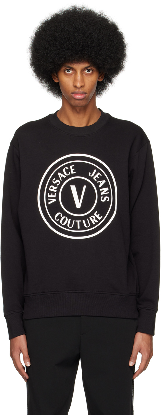 Versace Jeans Couture Black V Emblem Sweatshirt Ssense Uk