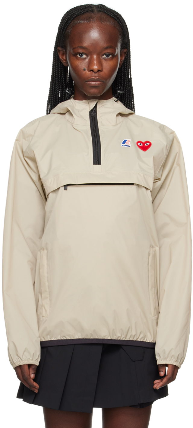 COMME des GARÇONS PLAY Blouson Leon beige édition K Way SSENSE France