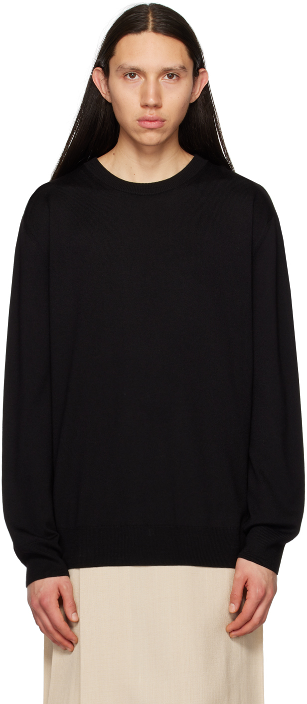 Jil Sander Black Crewneck Sweater SSENSE Canada