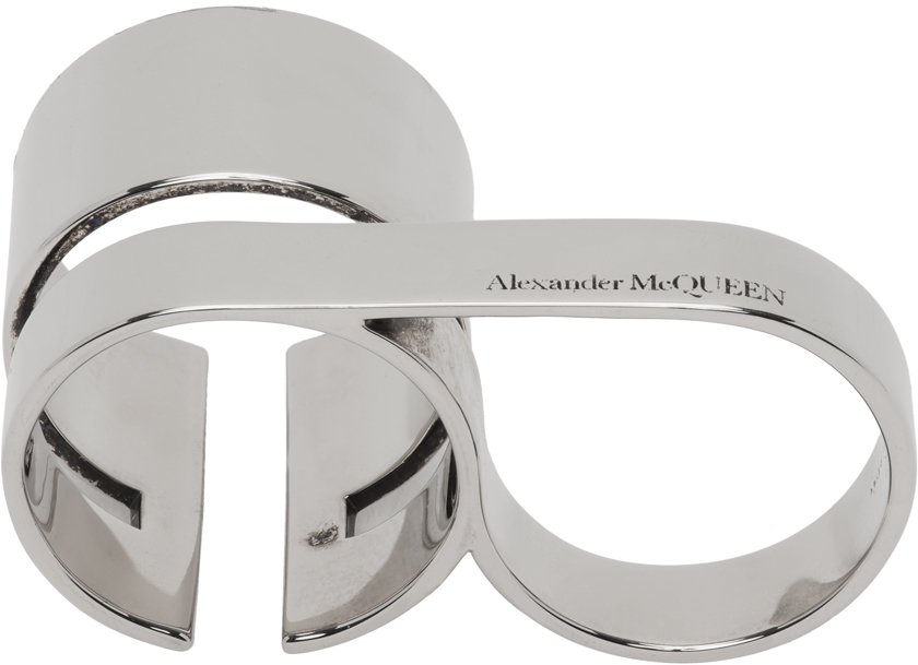 Alexander Mcqueen Silver Double Ring Ssense Canada