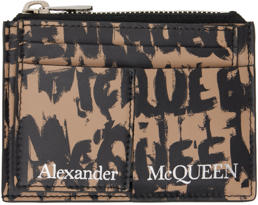 Alexander Mcqueen Porte Cartes Beige Fente Pour Cartes Amovible