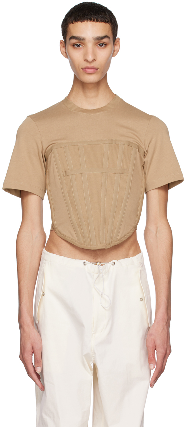 Khaki Corset T Shirt By Dion Lee On Sale