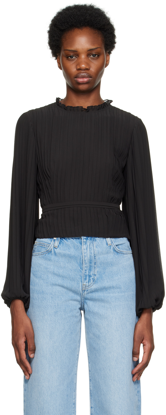 Black Cutout Blouse By FRAME On Sale