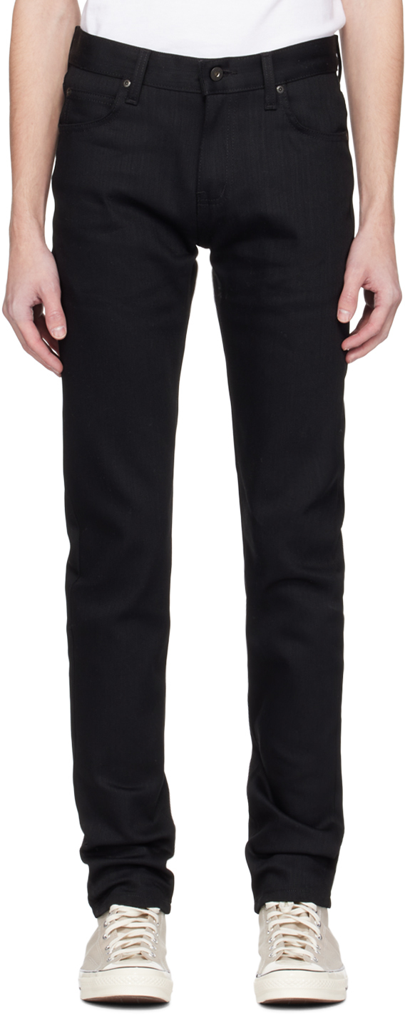 Naked Famous Denim Black Slim Fit Super Guy Jeans SSENSE UK