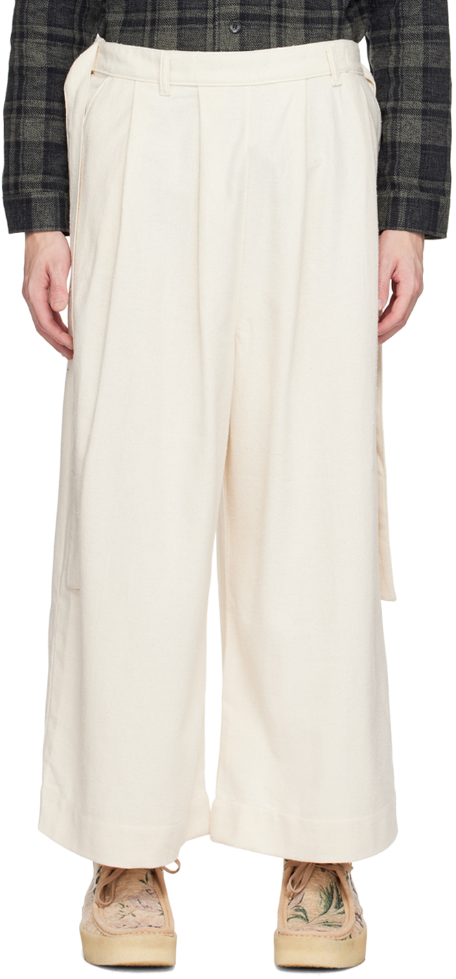 Naked Famous Denim Off White Wide Trousers Ssense Uk