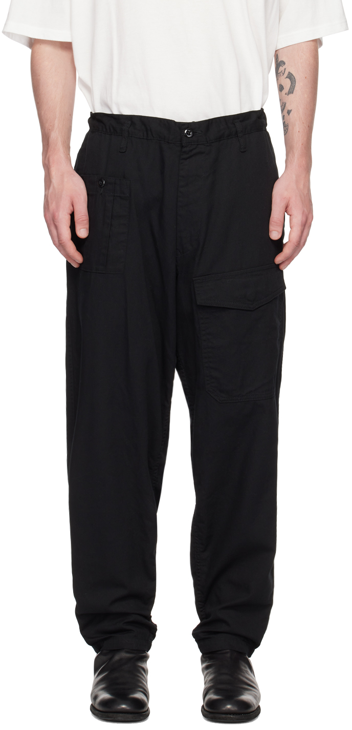 Yohji Yamamoto Pantalon cargo noir à cordon coulissant SSENSE France