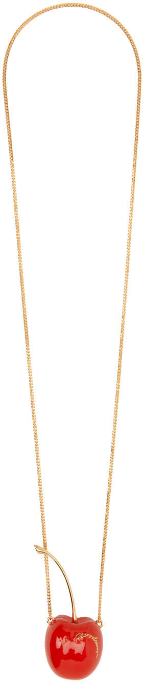 Moschino Gold Red Cherry Necklace Ssense