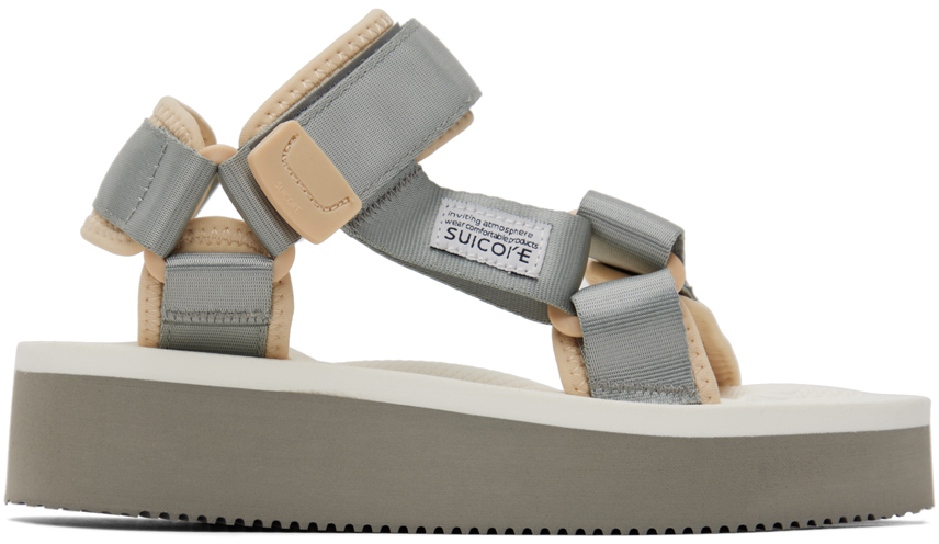 Suicoke Gray White DEPA 2PO Sandals SSENSE