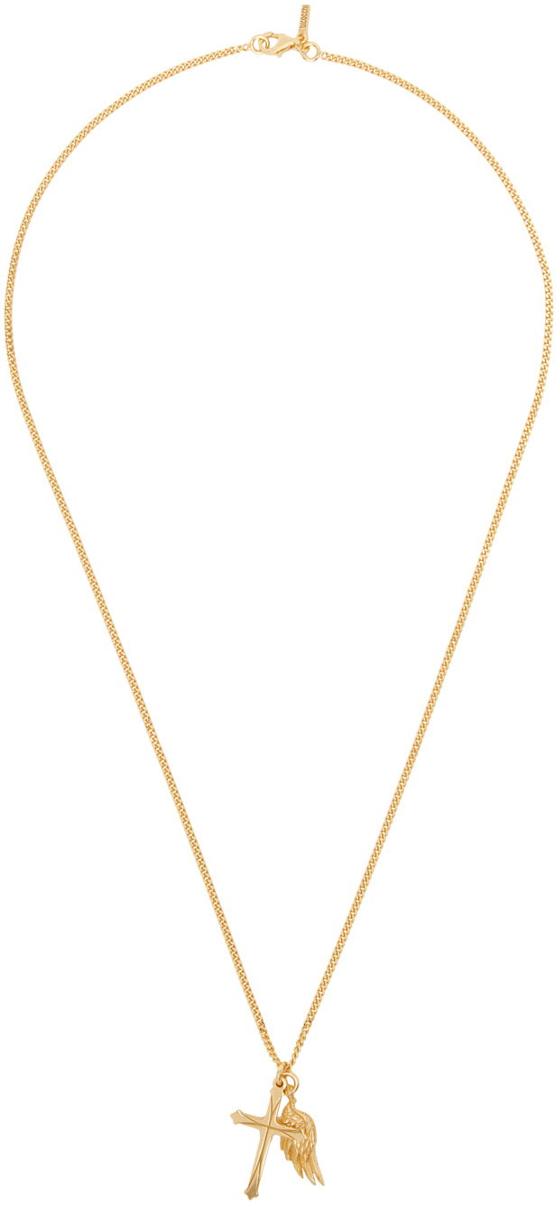 Emanuele Bicocchi Gold Cross Wing Necklace Ssense