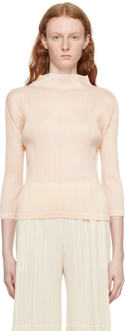 Pleats Please Issey Miyake Beige Monthly Colors February Turtleneck