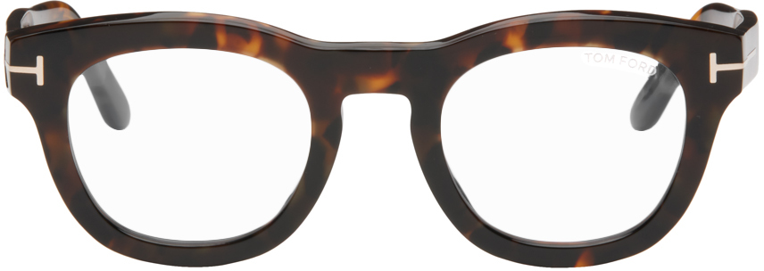 Tom Ford Logo Arm Tortoiseshell Glasses In Braun Modesens