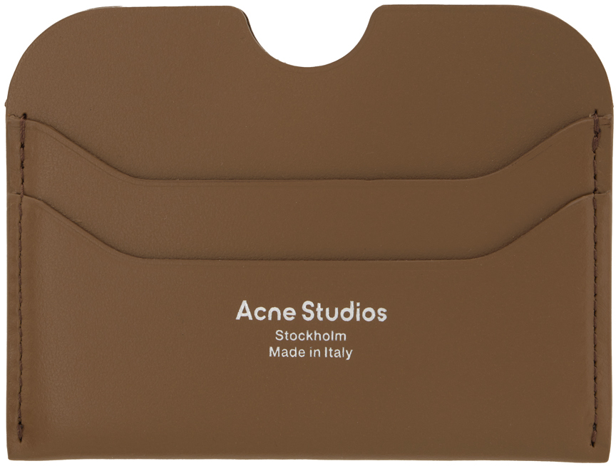 Acne Studios Porte cartes brun à estampe du logo SSENSE France