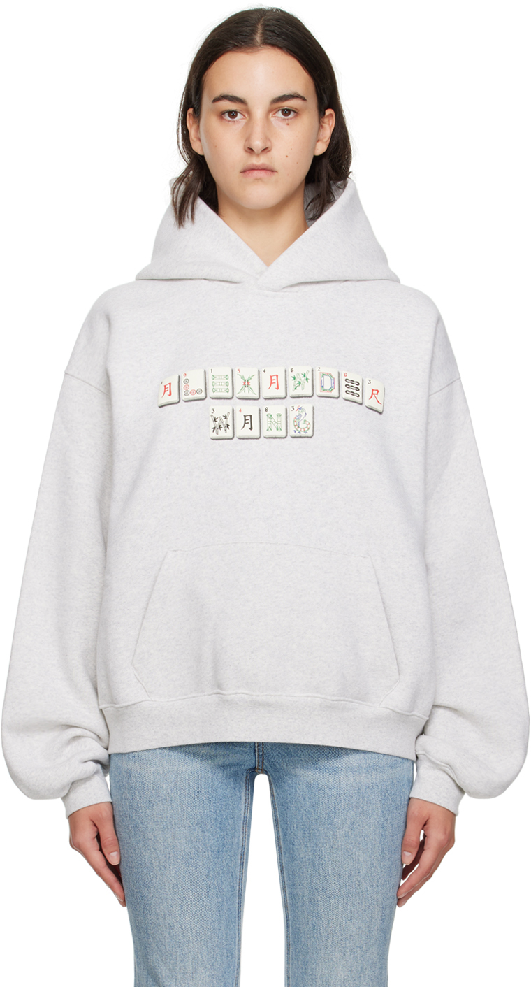 Alexander Wang Pull à capuche Mahjong gris SSENSE France